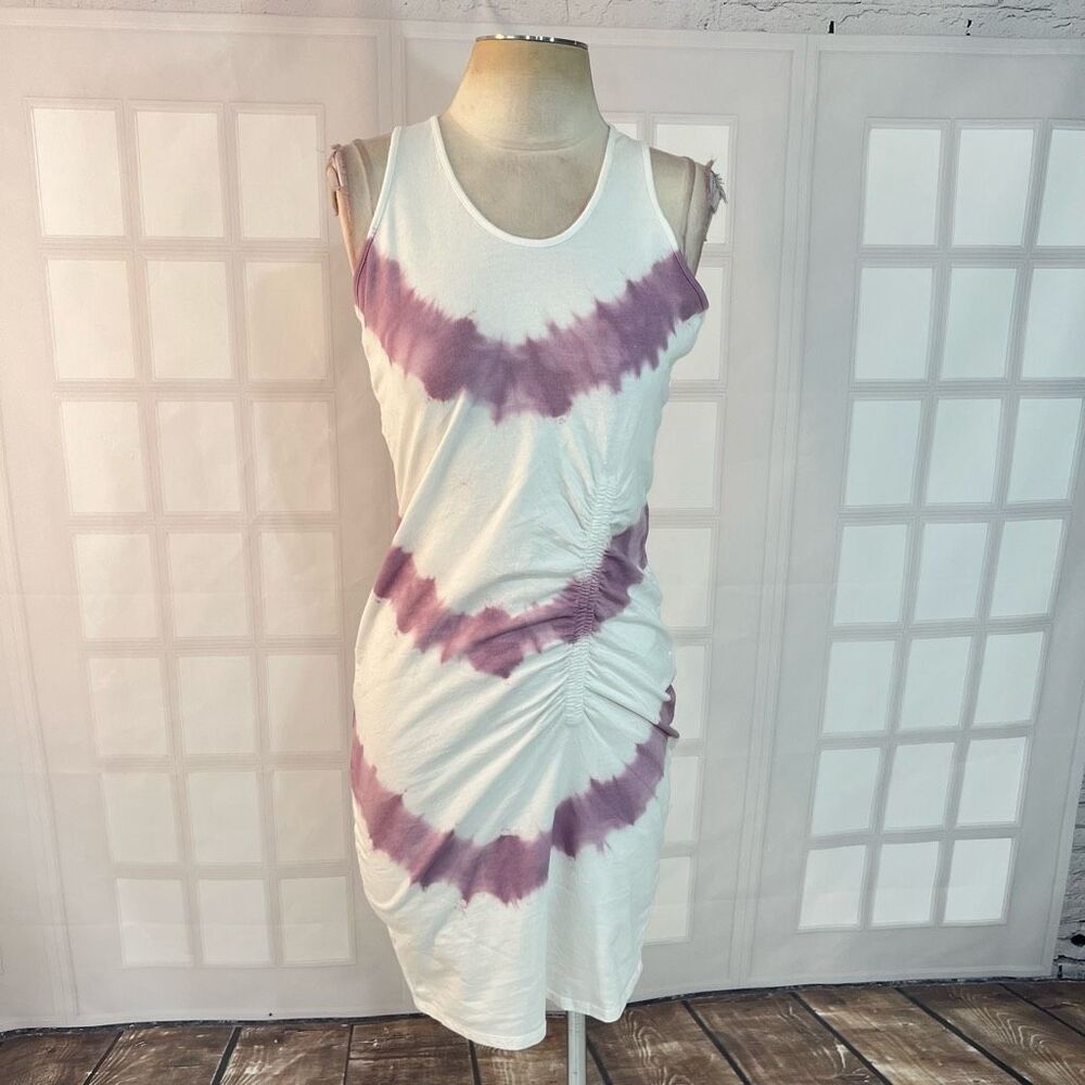 Venus White Purple Tie Dye Sleeveless Pullover Mini Sundress Size Small
